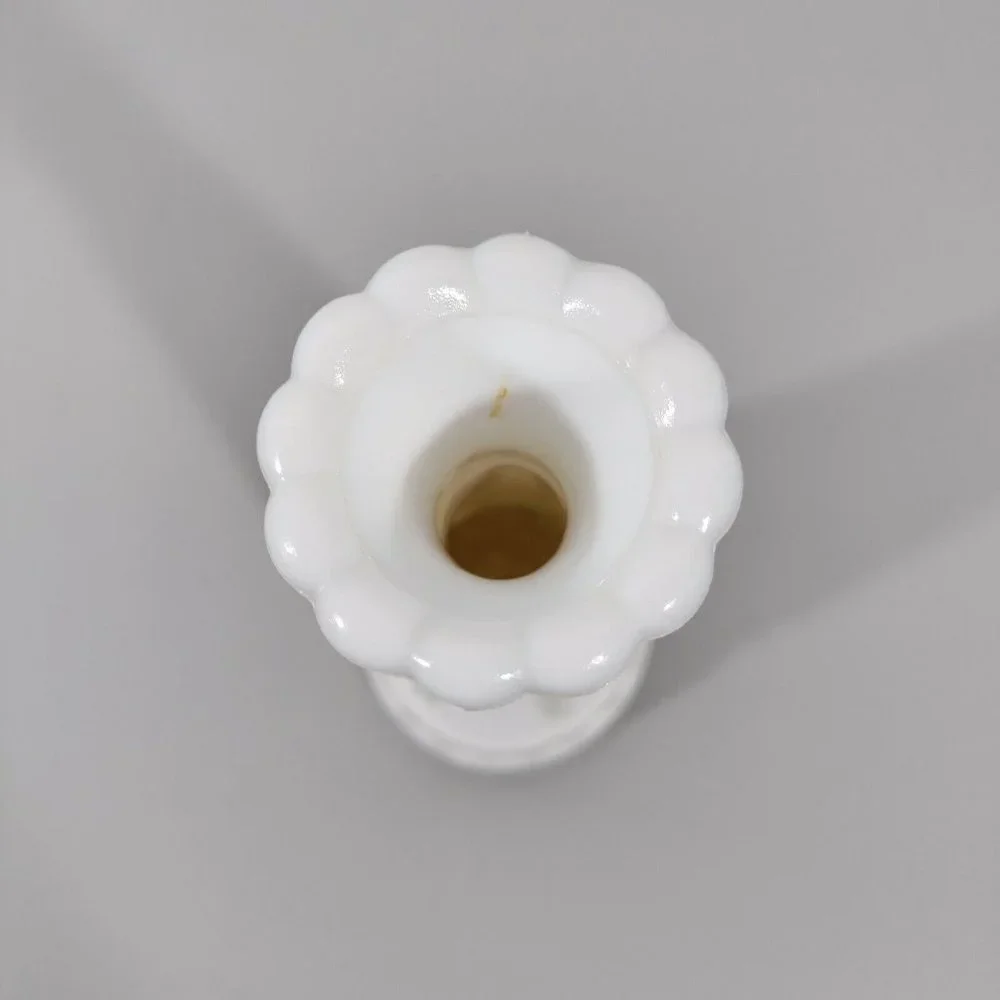 4/$20 Vintage Stars and Bars Milk Glass Stem Bud Vase Nice!